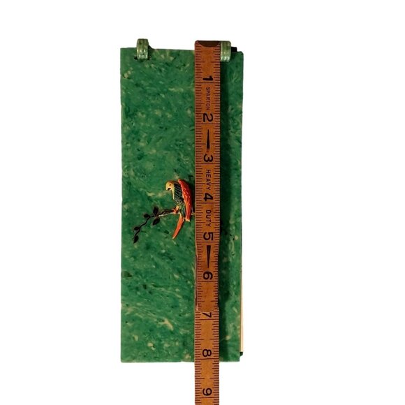 Vintage Antique Auction Bridge Celluloid Score Book Green With Parrot Cover - Picture 6 of 7